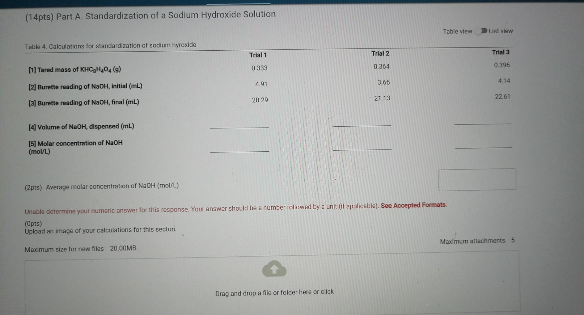 Solved Part A. Standardization of a Sodium Hydroxide | Chegg.com
