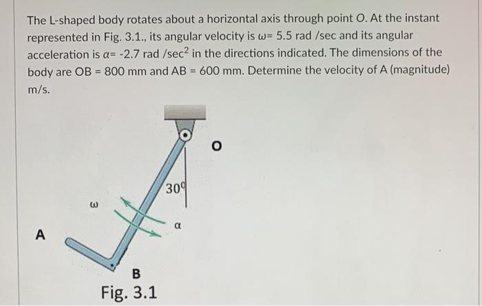 Solved The L-shaped body rotates about a horizontal axis | Chegg.com