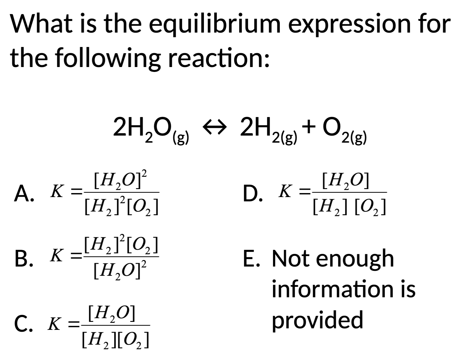 Solved What is ﻿the equilibrium expression forthe following | Chegg.com