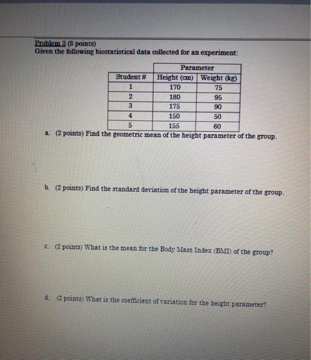 Solved Problem 3 (8 points) Given the following | Chegg.com