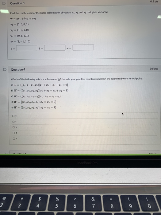 Solved 0 5 Pts U Question 3 Find The Coefficients For The Chegg Com