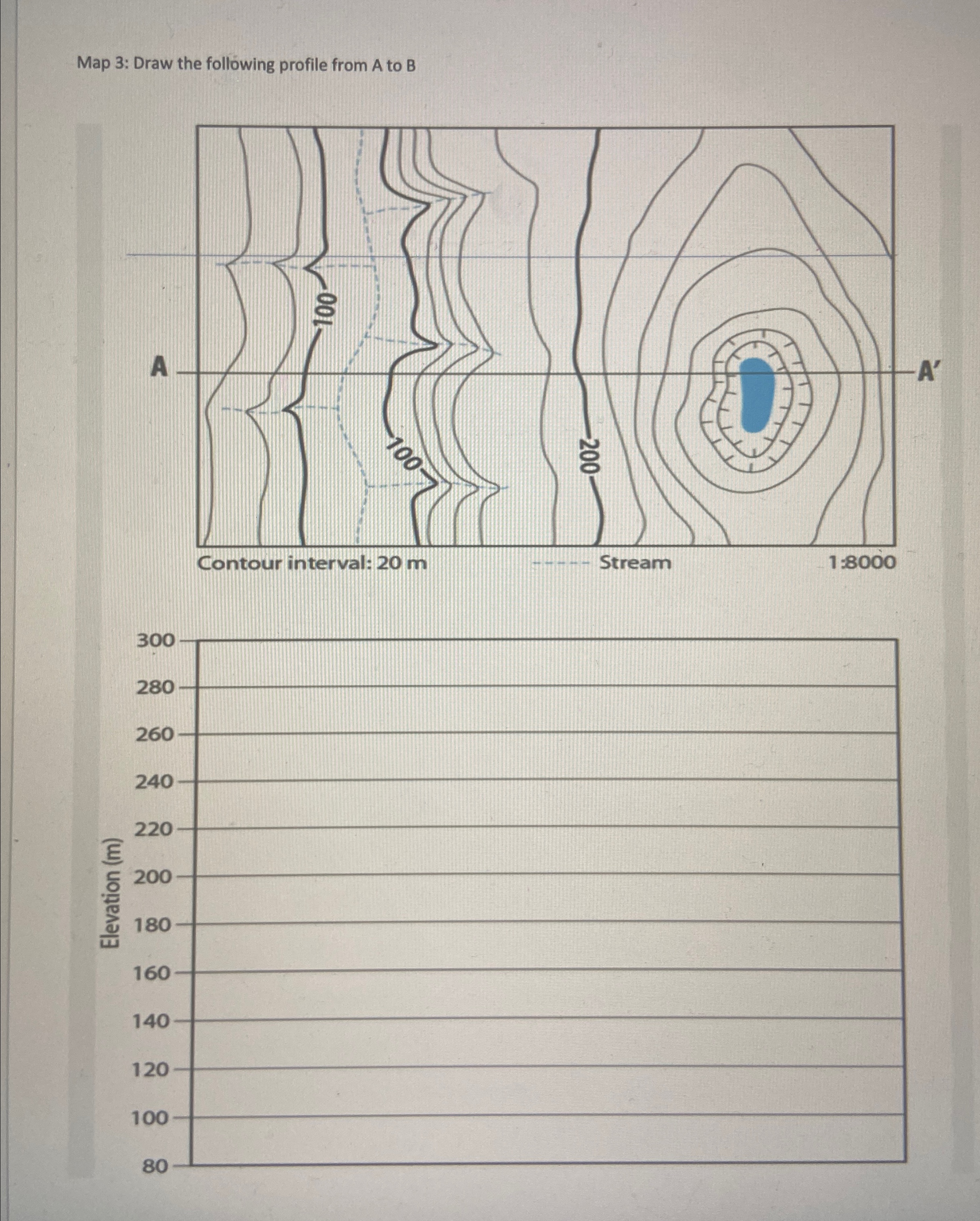 Solved Map 3: Draw the following profile from A ﻿to B | Chegg.com