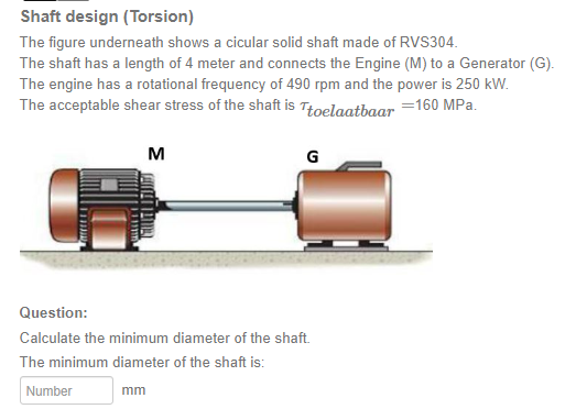 Solved Shaft design (Torsion)The figure underneath shows a | Chegg.com