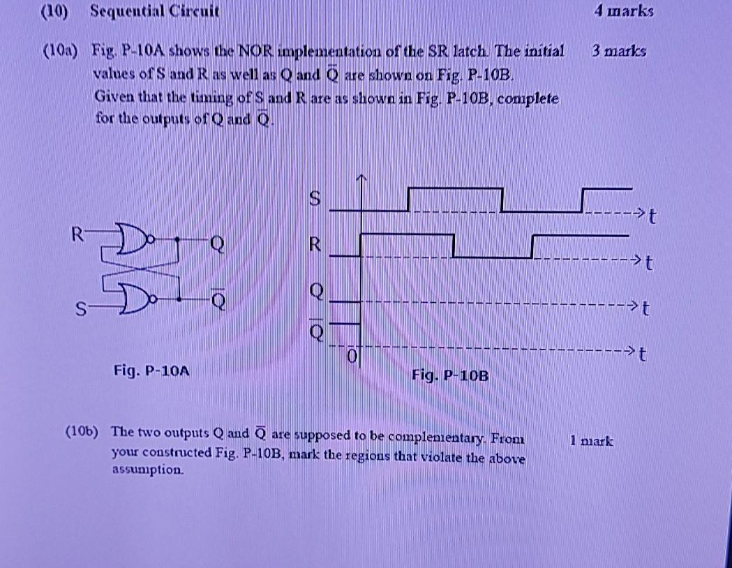 Solved (10) Sequential Circuit 4 marks 3 marks (102) Fig. | Chegg.com