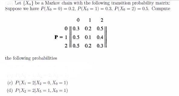 Solved Let {Xn} be a Markov chain with the following | Chegg.com