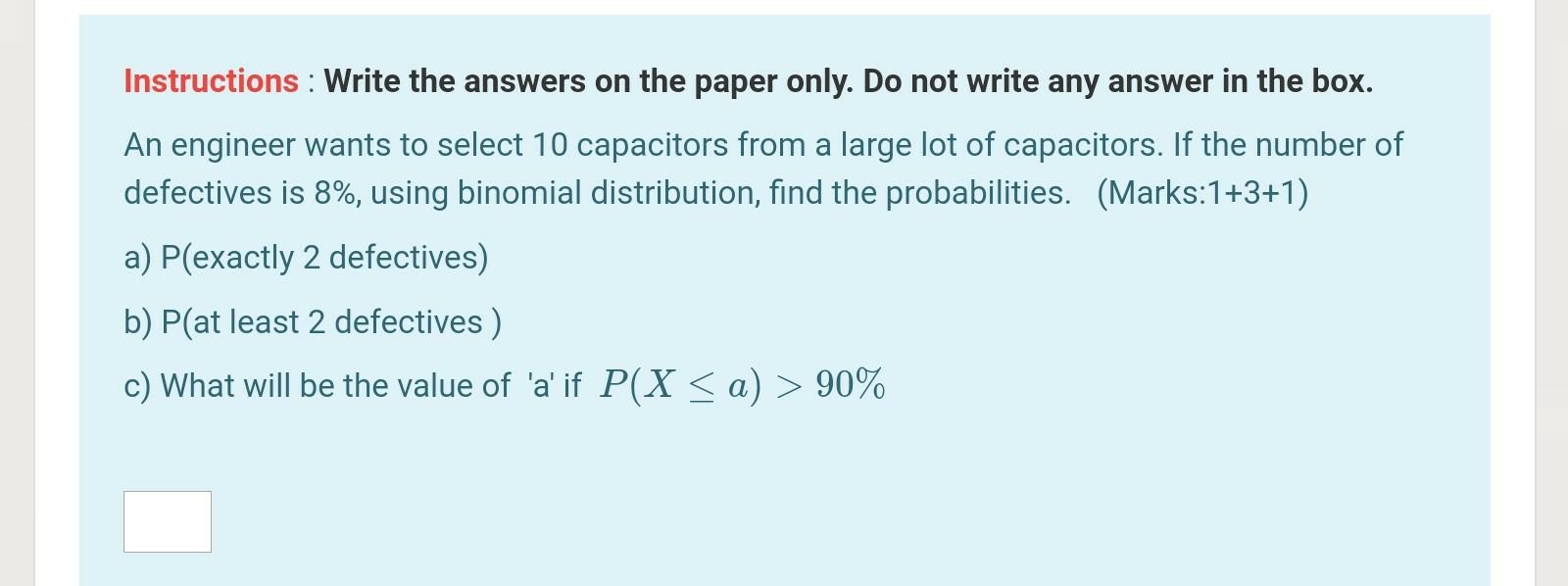 Solved Instructions : Write the answers on the paper only. | Chegg.com