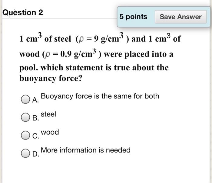 Solved Question 2 5 points Save Answer 1 cmof steel (0 = 9 | Chegg.com