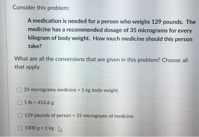 Solved Consider this problem A medication is needed for a Chegg