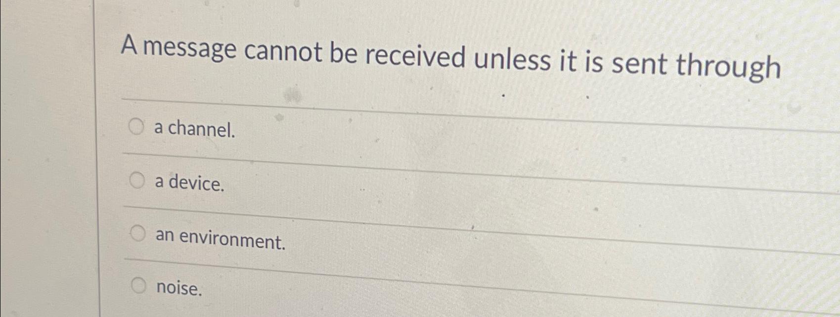 Solved A message cannot be received unless it is sent | Chegg.com