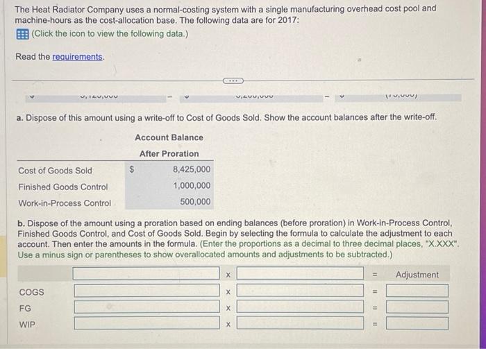 Solved The Heat Radiator Company uses a normalcosting