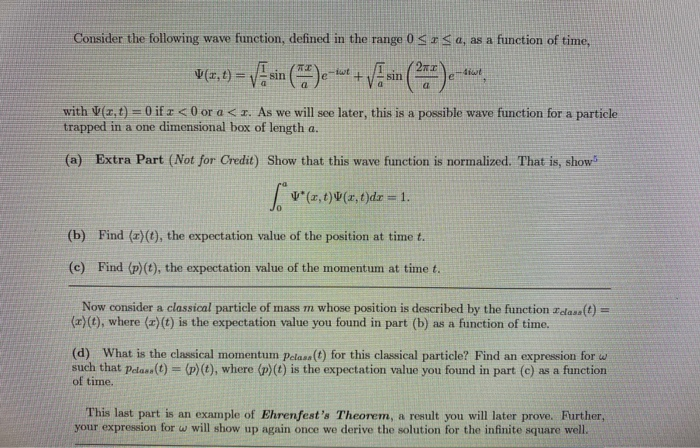 Solved Problem 1.3 - Moving Expectation Values The following | Chegg.com