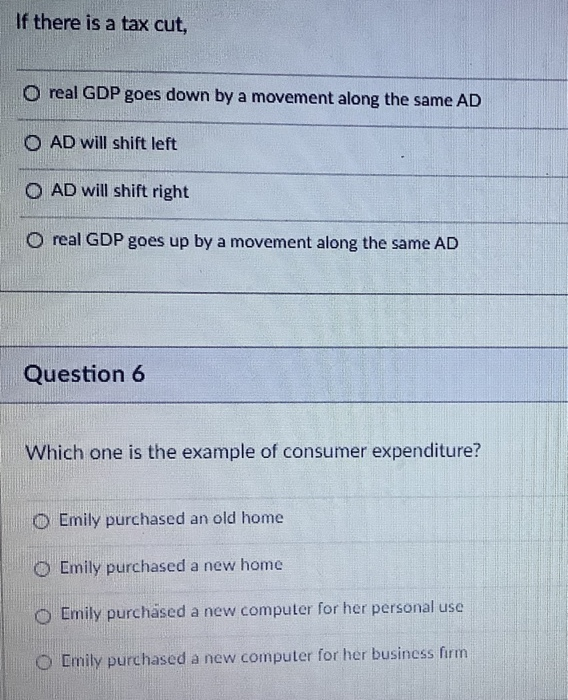 Solved If there is a tax cut, O real GDP goes down by a | Chegg.com