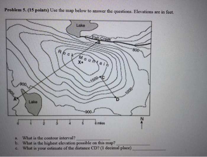 Solved Problem 5. (15 Points) Use The Map Below To Answer | Chegg.com