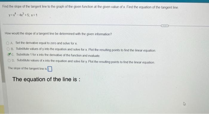 Solved Find The Slope Of The Tanget Line And The Equation Of 0320