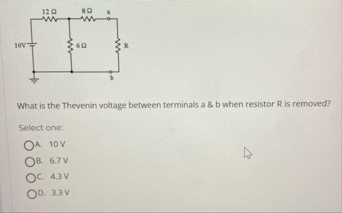Solved What is the Thevenin voltage between terminals a ﻿& b | Chegg.com