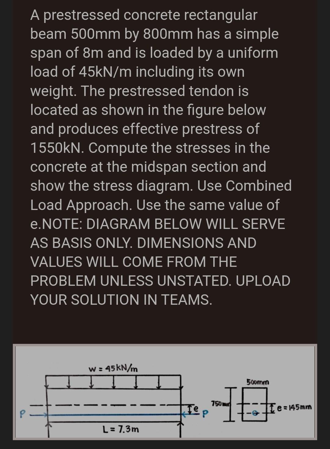 Solved A Prestressed Concrete Rectangular Beam 500 Mm By 800 | Chegg.com