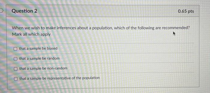 Solved D Question 1 0.65 pts All of the following are true | Chegg.com