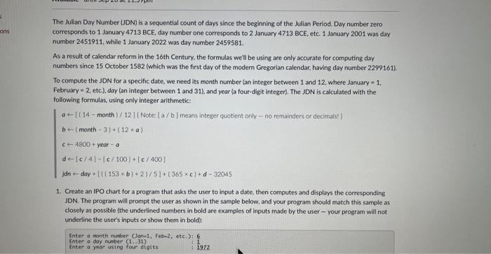 Solved The Julian Day Number (JDN) is a sequential count of | Chegg.com