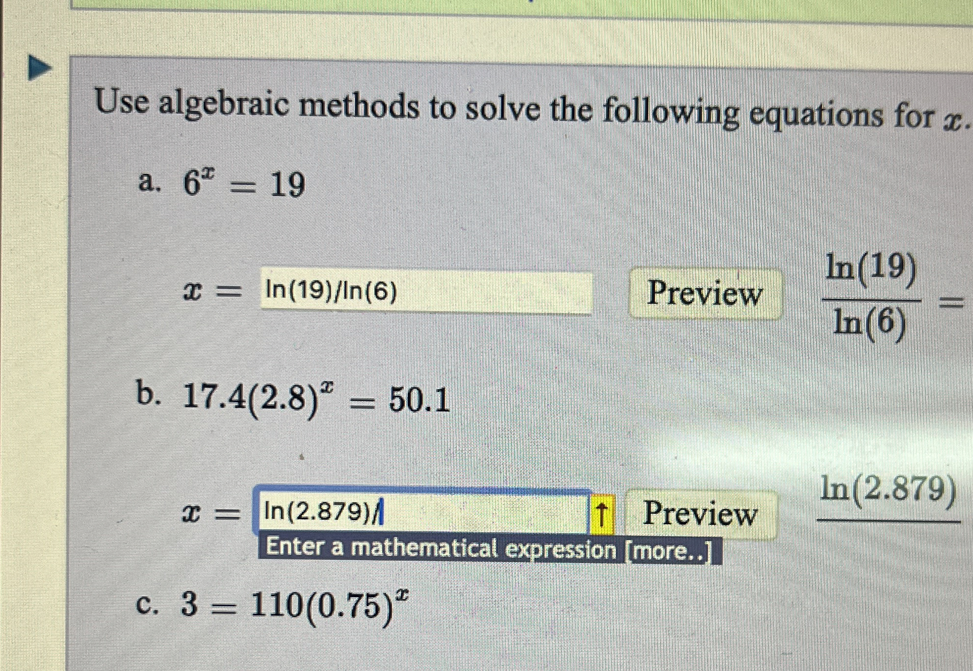 Solved Use algebraic methods to solve the following | Chegg.com
