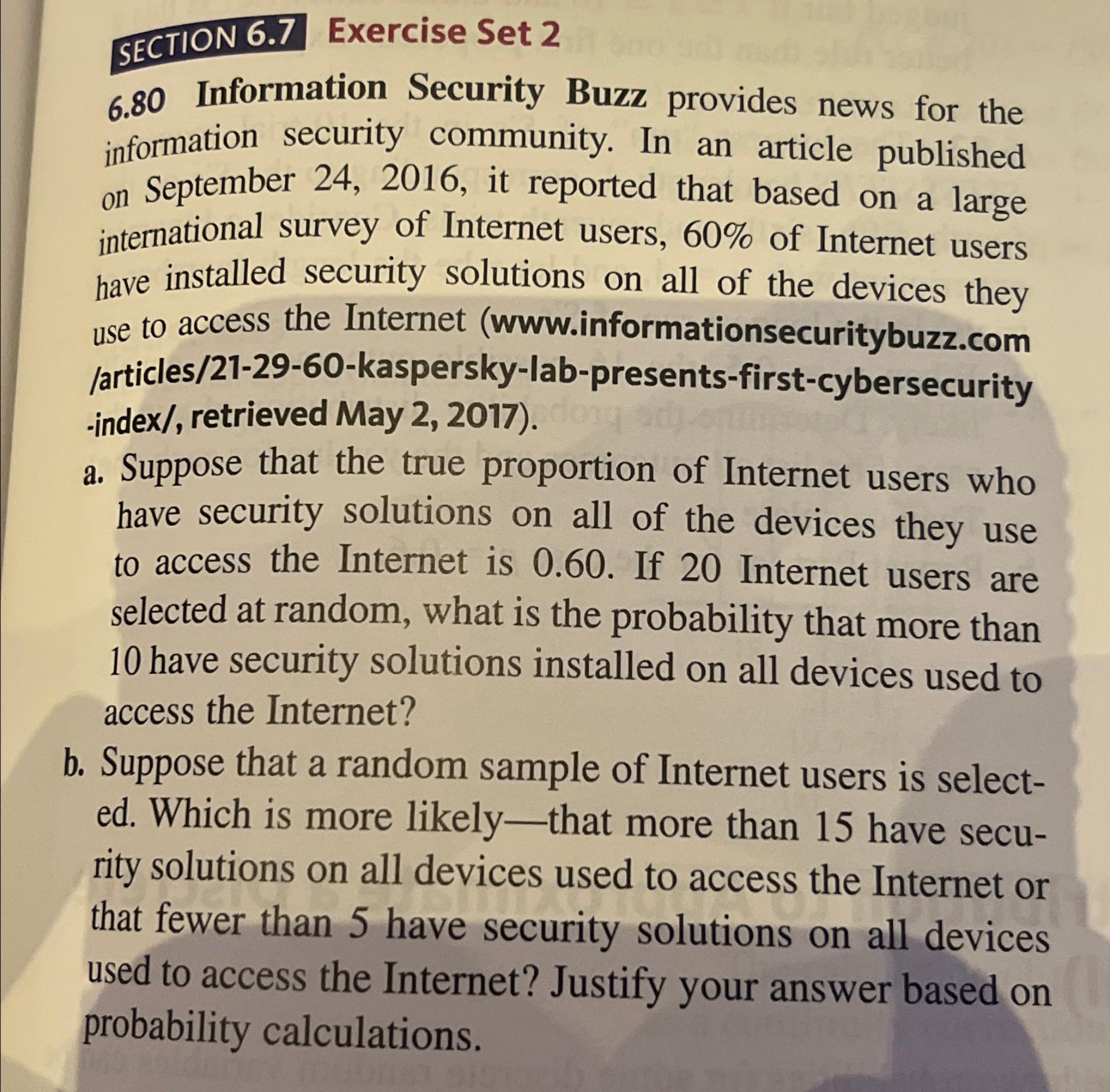 Solved ECTION 6.7 ﻿Exercise Set 26.80 ﻿Information Security | Chegg.com