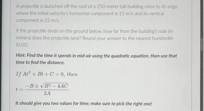 Solved A projectile is launched off the roof of a | Chegg.com