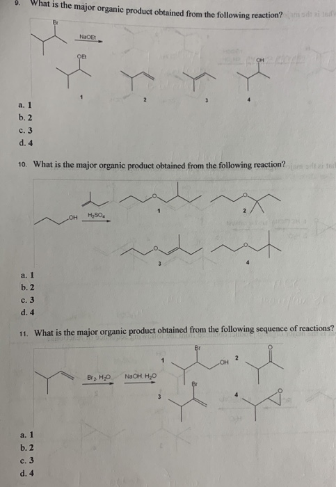 Solved What is the major organic product obtained from the | Chegg.com