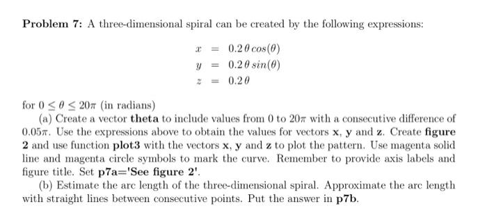 Solved Problem 7: A three-dimensional spiral can be created | Chegg.com
