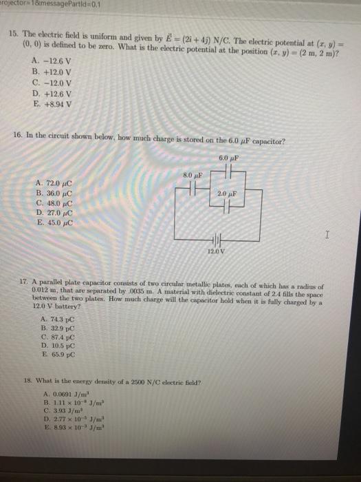 Solved Projector 1 Messagepartid 0 1 15 The Electric Fi Chegg Com