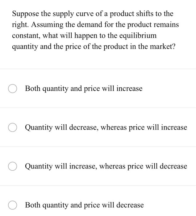 Solved Suppose the supply curve of a product shifts to the | Chegg.com
