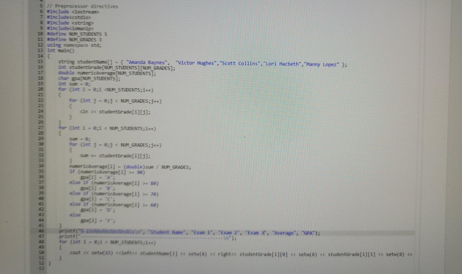 Solved 7.7 Lab 48: Student Grades with Averages and GPAs The | Chegg.com