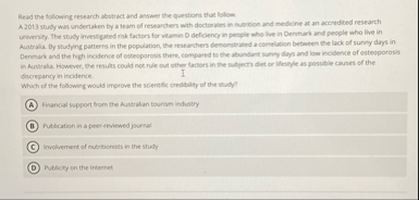 Solved Read the following research abstract and answer the | Chegg.com