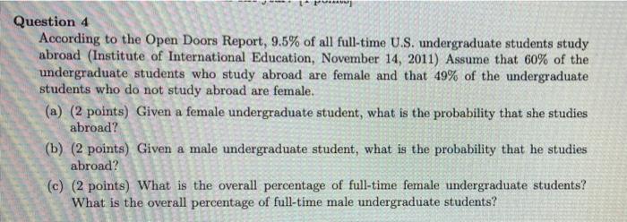 Solved Question 4 According To The Open Doors Report, 9.5% | Chegg.com