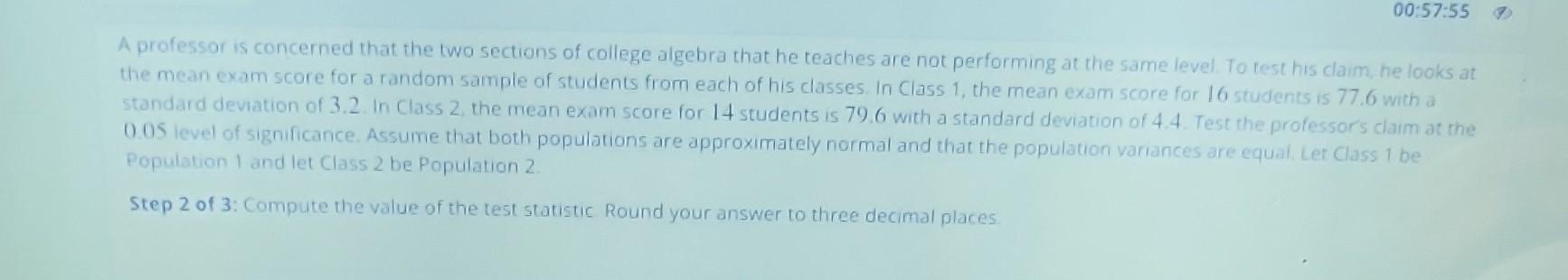 Solved A professor is concerned that the two sections of | Chegg.com