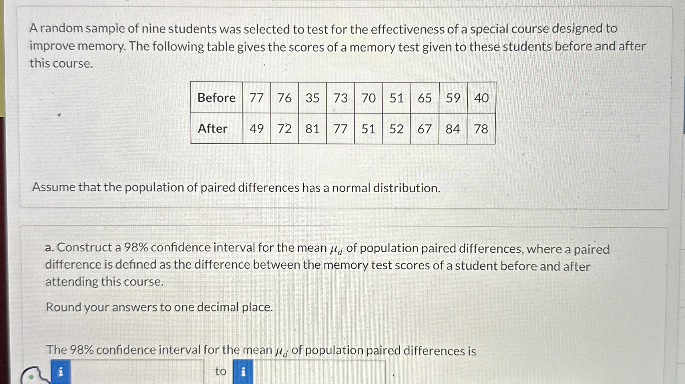 Solved A random sample of nine students was selected to test | Chegg.com