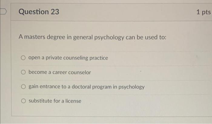 Solved A Masters Degree In General Psychology Can Be Used | Chegg.com