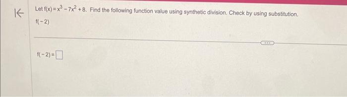 Solved Let f(x)=x3−7x2+8. Find the following function value | Chegg.com
