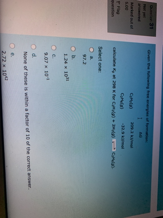 Solved Given the following free energies of formation: | Chegg.com