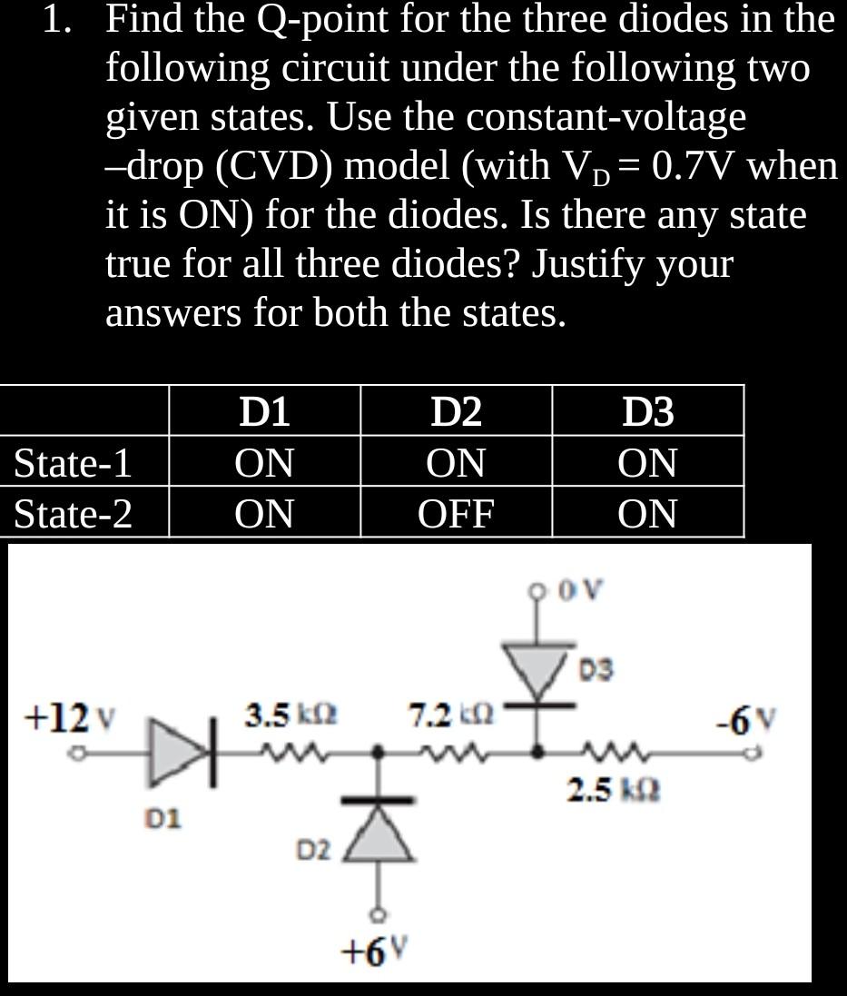Solved 1. Find the Qpoint for the three diodes in the
