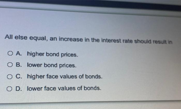 Solved All else equal, an increase in the interest rate | Chegg.com