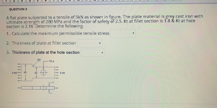 Solved QUESTIONS A flat plate subjected to a tensile of 5kN | Chegg.com