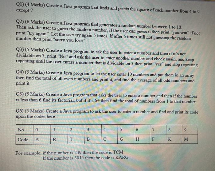 Solved Q1) (4 Marks) Create a Java program that finds and | Chegg.com