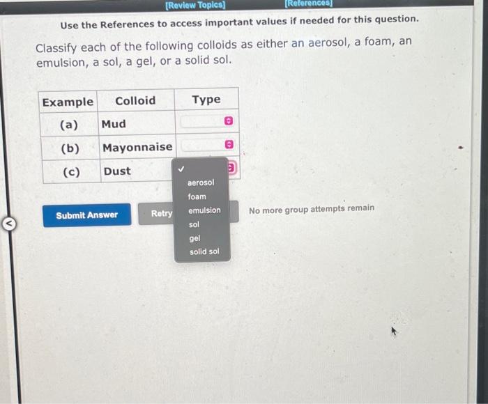 Solved A Colloid In Which A Solid Is Dispersed In A Solid Is | Chegg.com