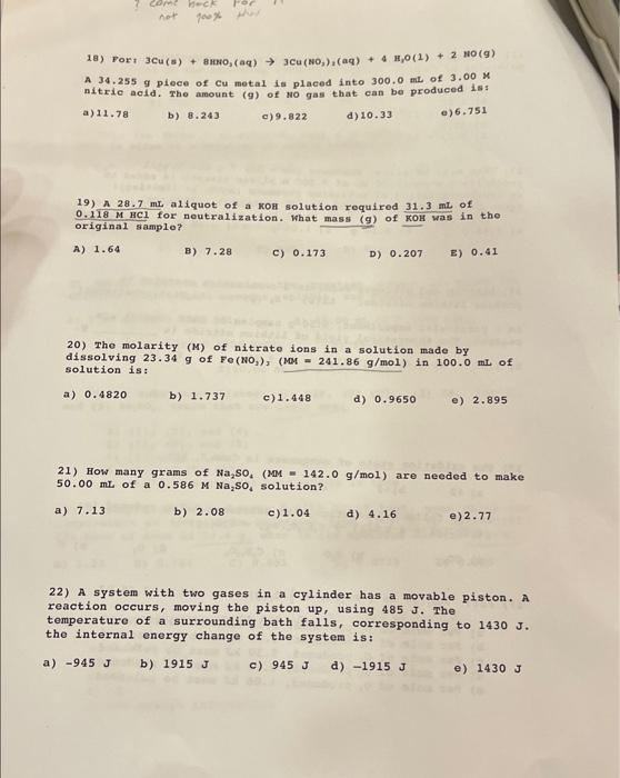 Solved 18) For | Chegg.com