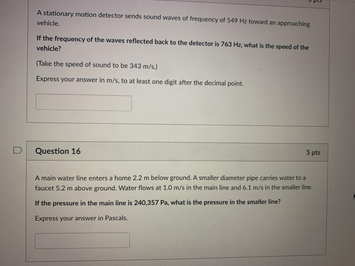 Solved A stationary motion detector sends sound waves of