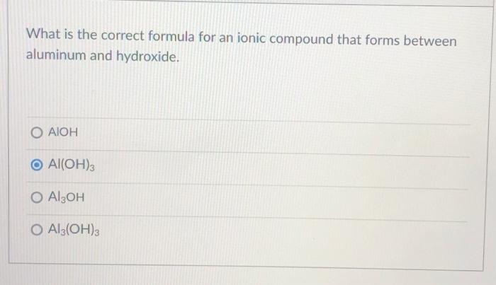 Solved What is the correct formula for an ionic compound | Chegg.com
