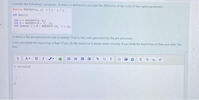 Solved Consider the following program. A macro is defined to | Chegg.com