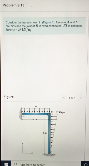 Solved Problem 9.13 Consider the frame shown in (Figure 1). | Chegg.com