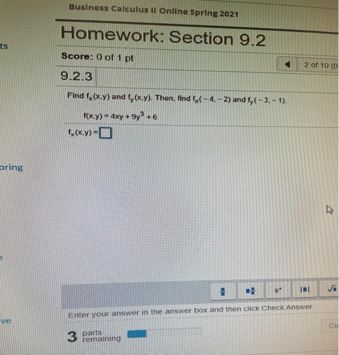 Solved Business Calculus ll Online Spring 2021 Homework: | Chegg.com