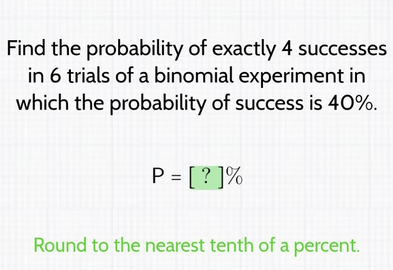 Solved Find the probability of exactly 4 ﻿successes in 6 | Chegg.com