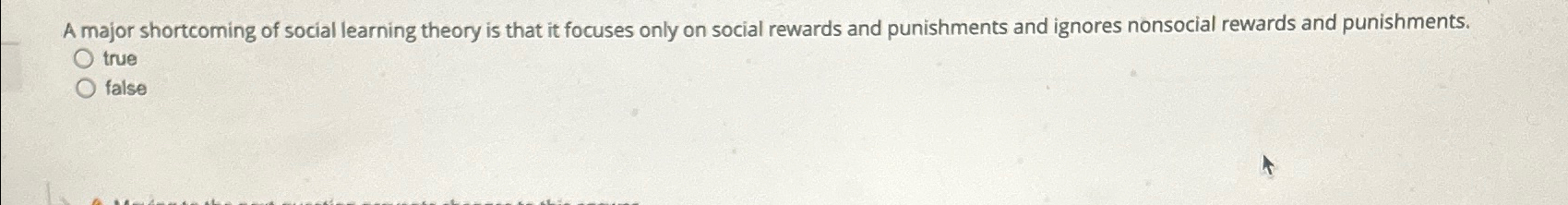 Solved A major shortcoming of social learning theory is that | Chegg.com
